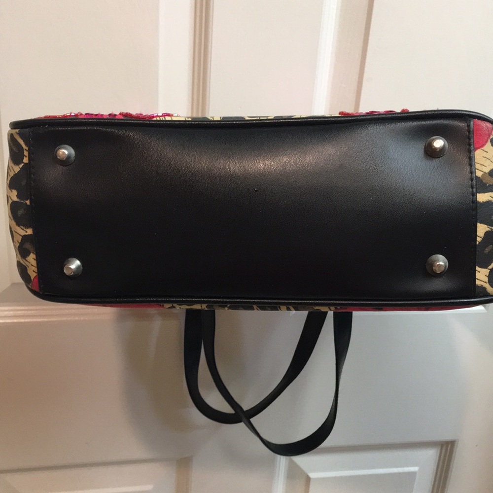 Leopard/ Sequin Hibiscus 🌺 Shoulder Bag - Picture 10 of 11